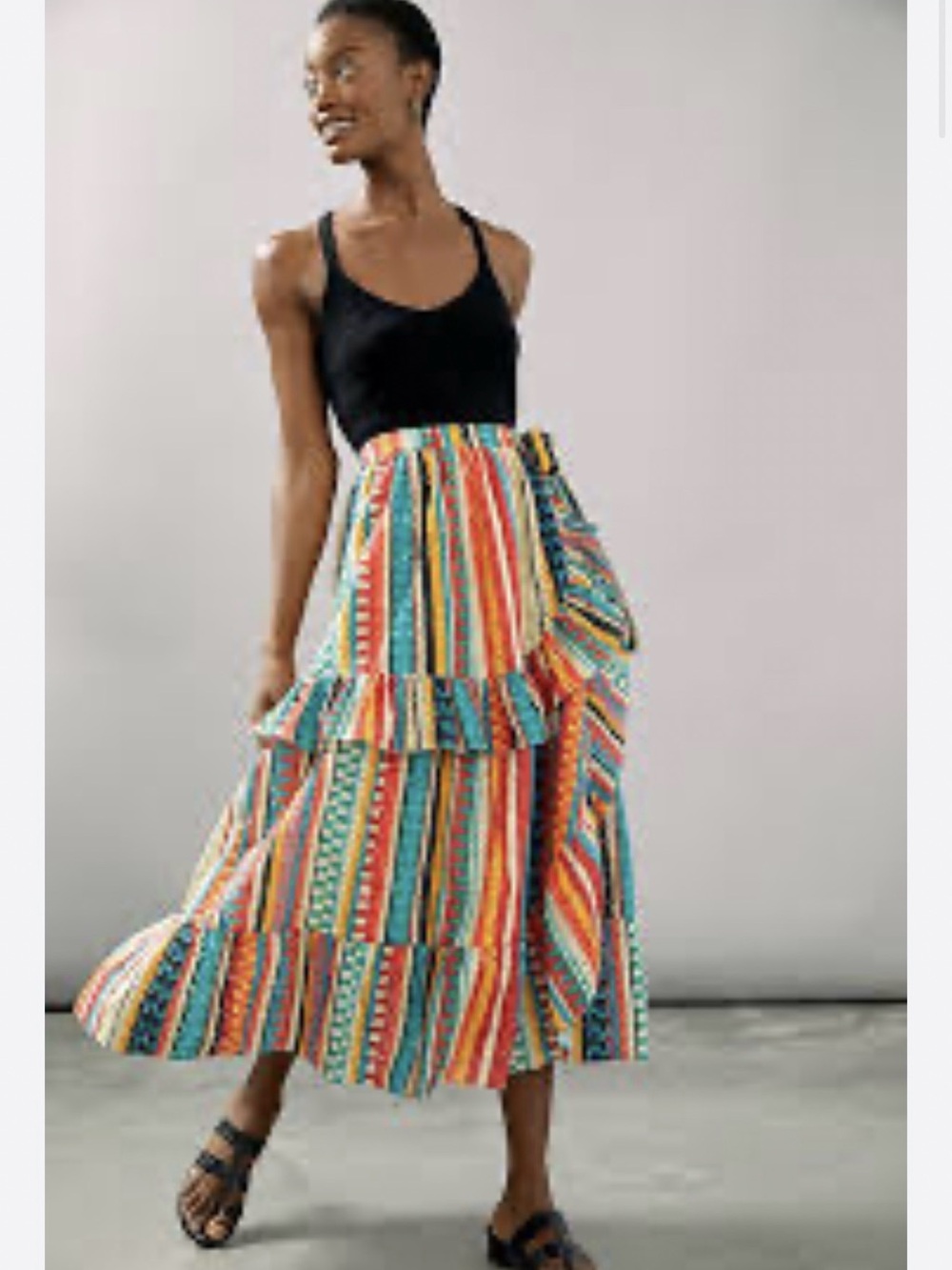 Anthropologie Bea Ruffled Eyelet Wrap Maxi Skirt Size L  A26